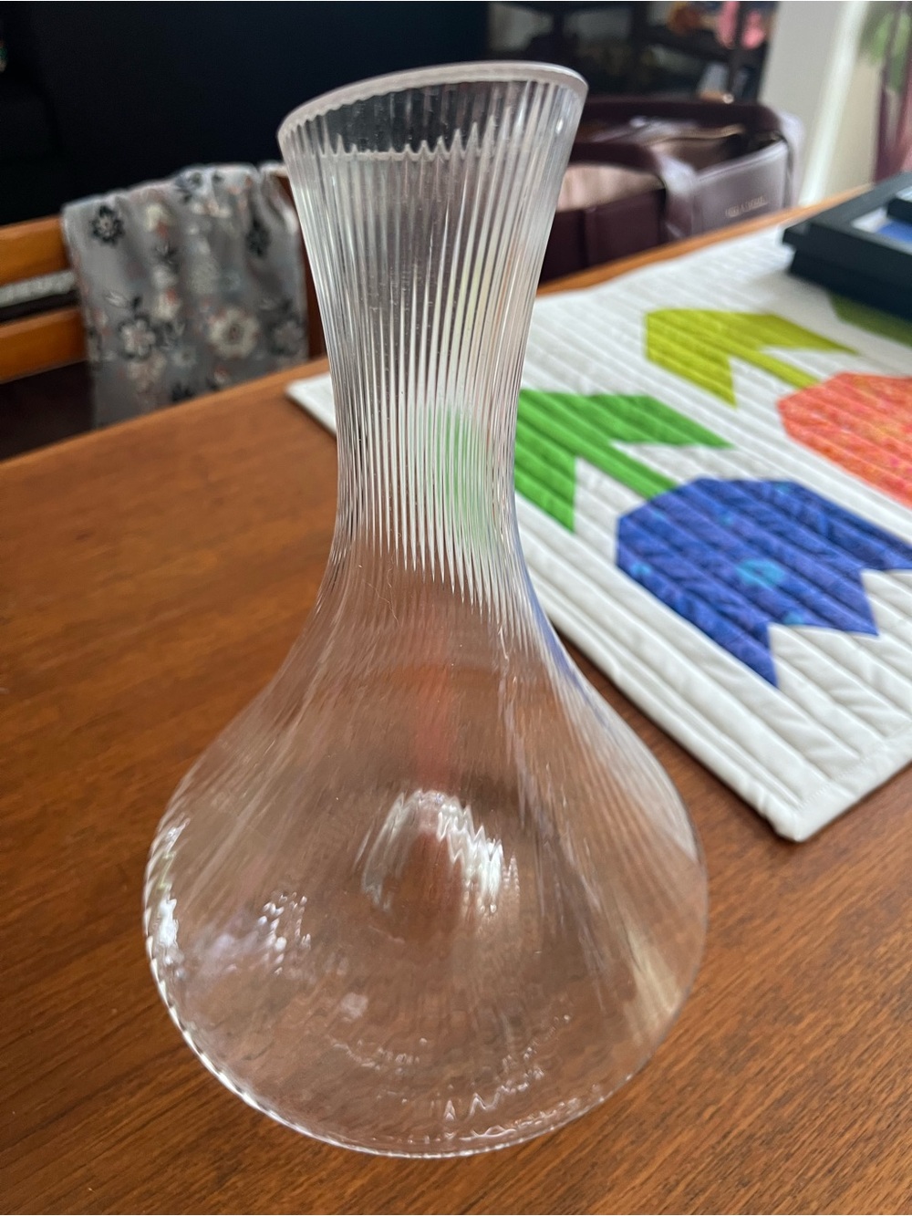 Clear Ribbed Glass Vase/Decanter - Picture 3 of 3